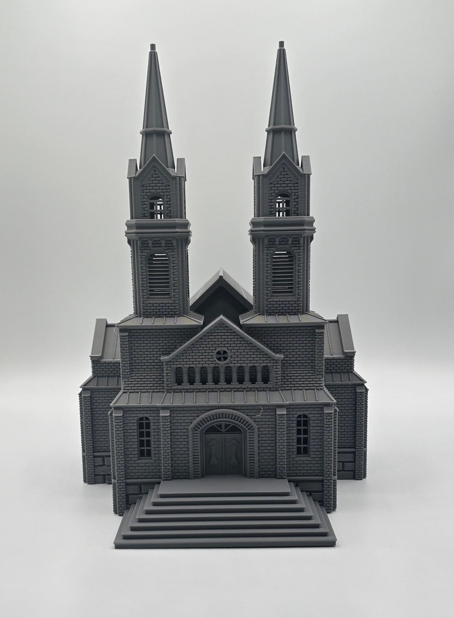 HO Scale Twin-Spire Brick Church