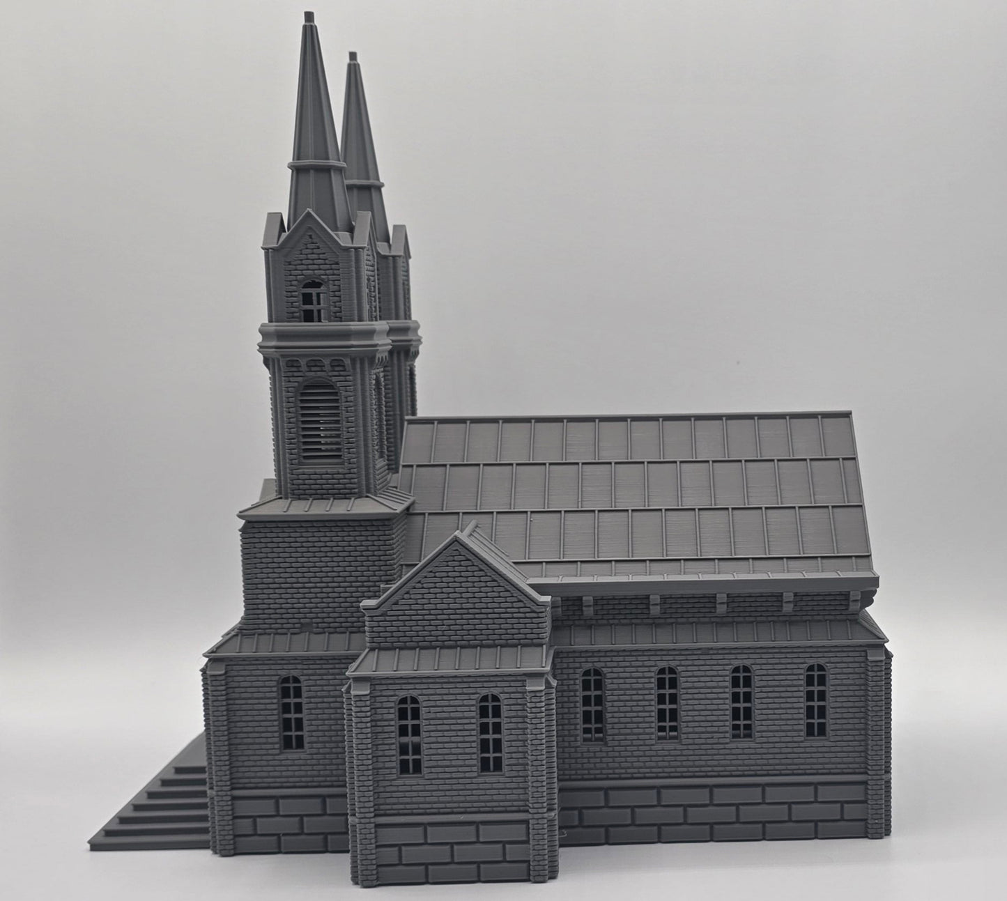 HO Scale Twin-Spire Brick Church