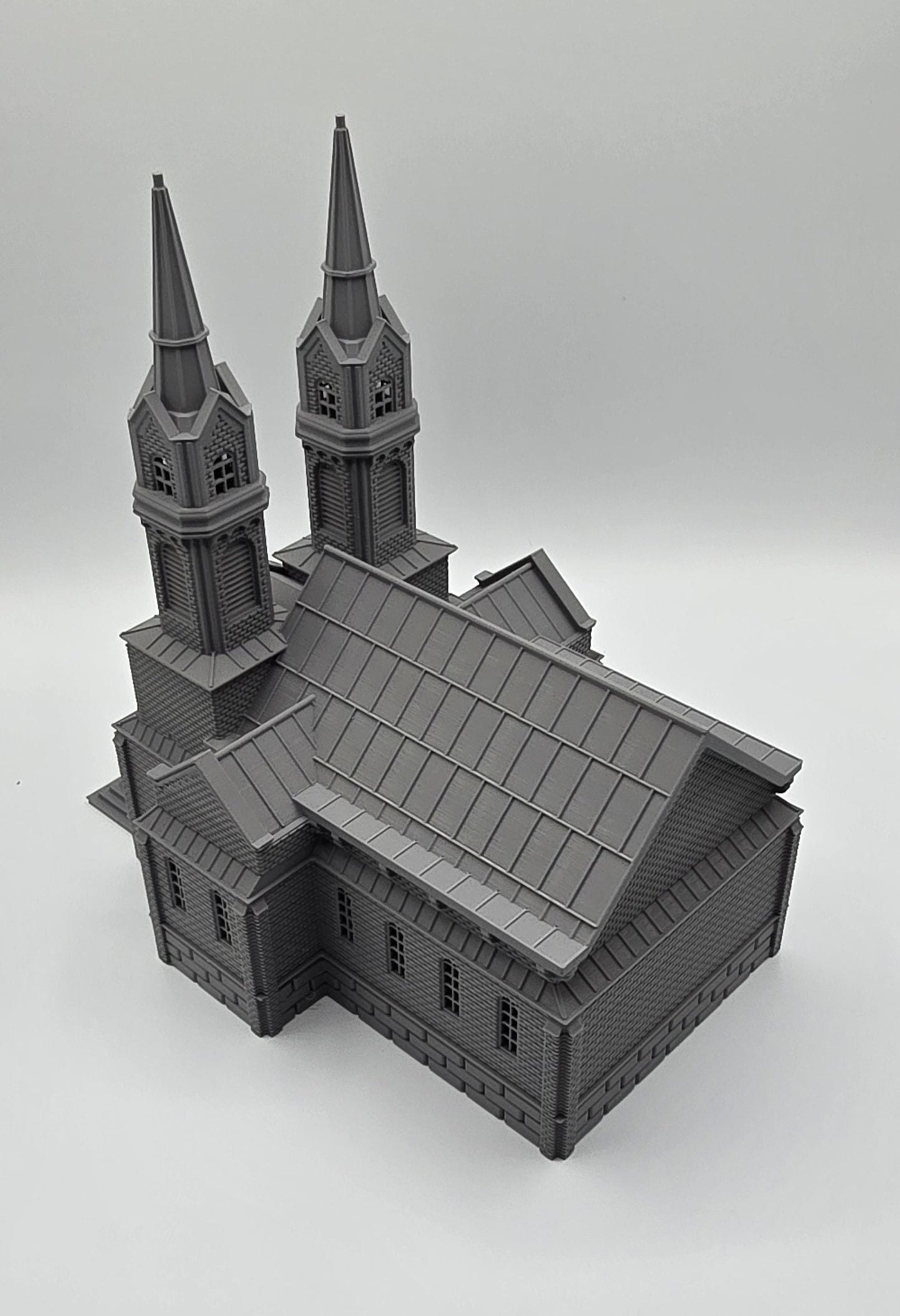 HO Scale Twin-Spire Brick Church