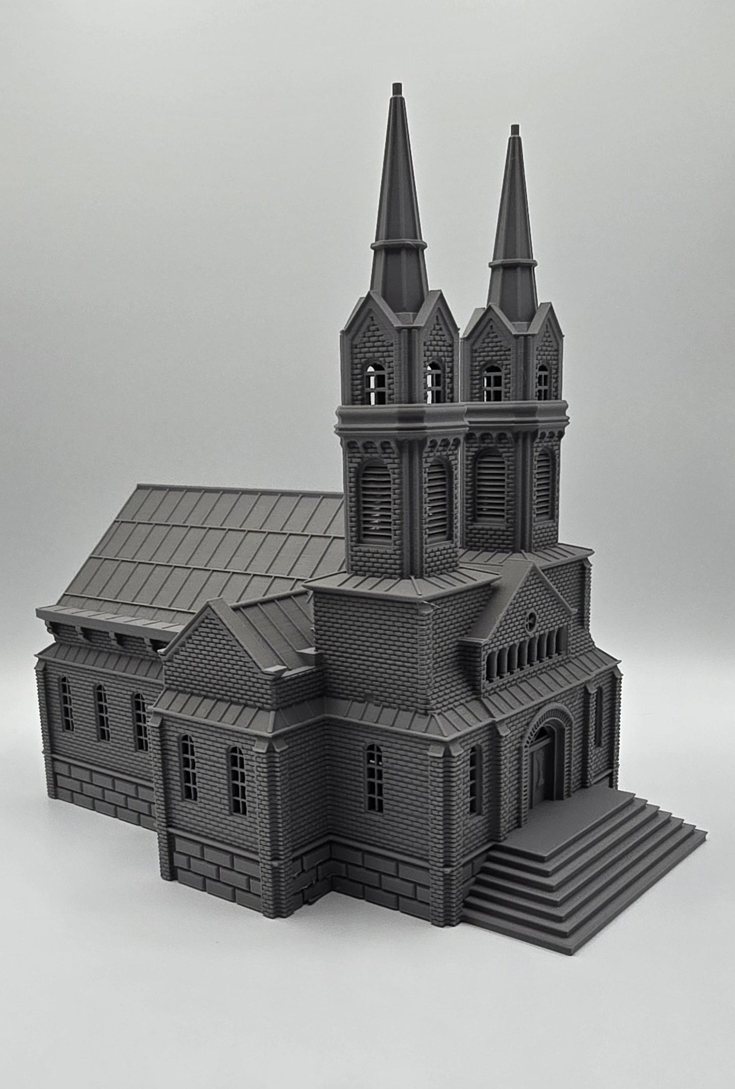 HO Scale Twin-Spire Brick Church