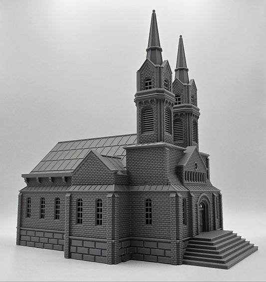 HO Scale Twin-Spire Brick Church