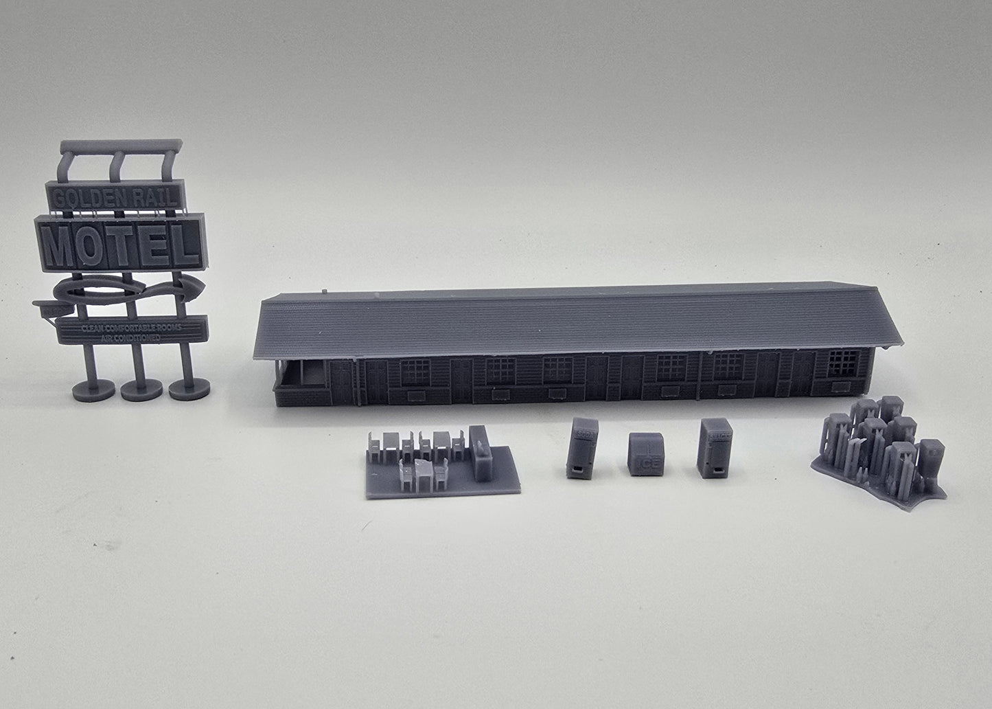 N Scale Golden Rail Motel – 1:160 – Highly Detailed Roadside Motel Building