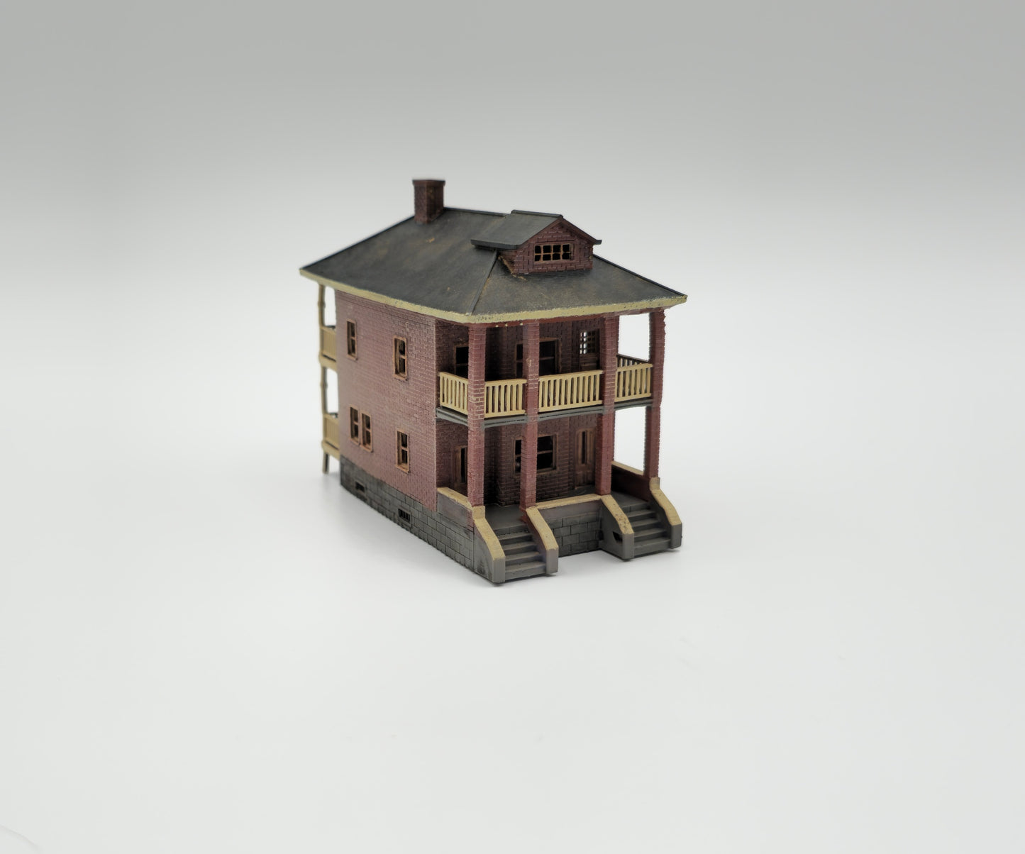 N Scale Cedar Street Two-Family House – Highly Detailed Railroad Town Building