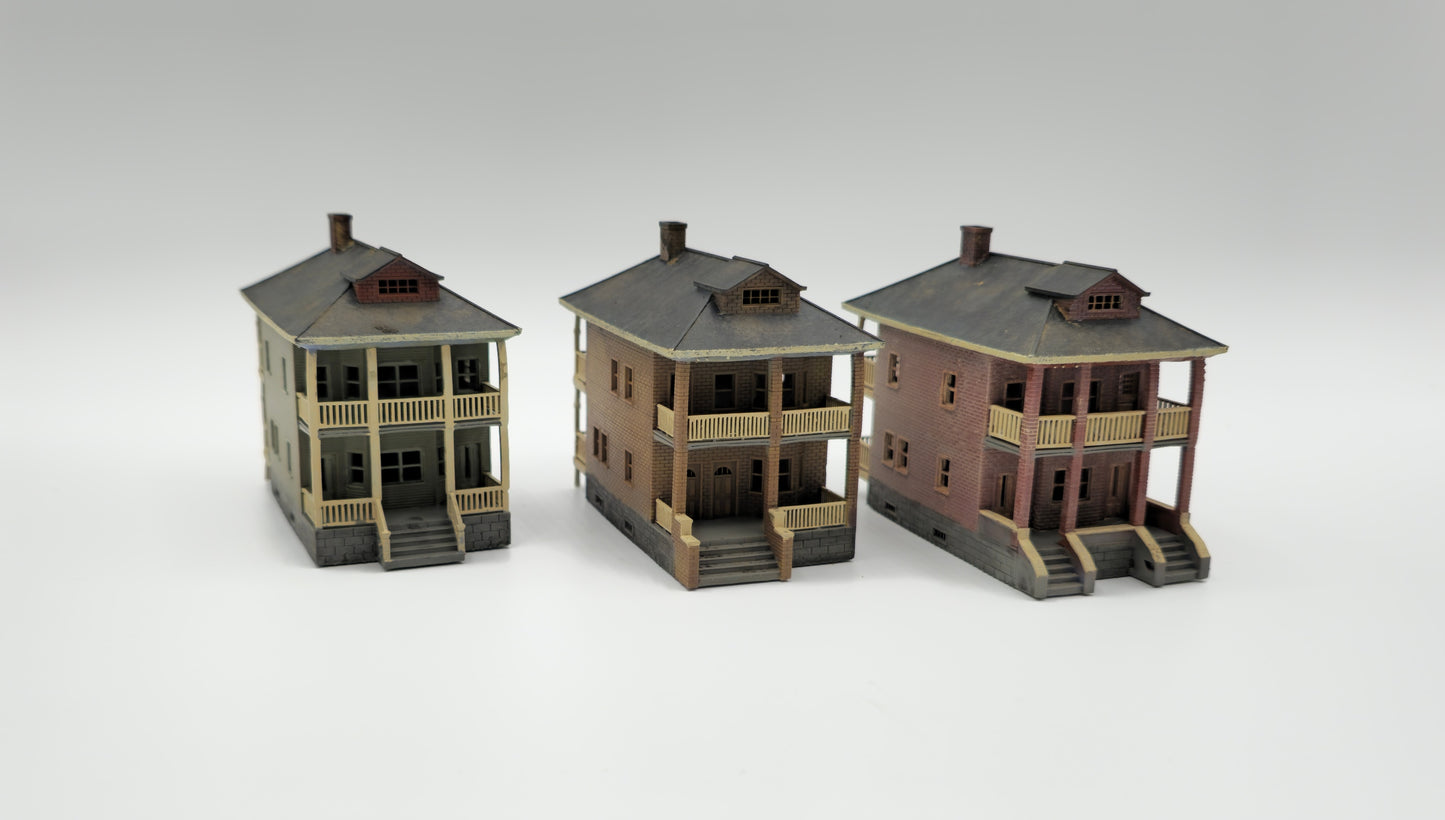 N Scale Buildings – Residential Houses Set of 3 – Maple Cedar Oak